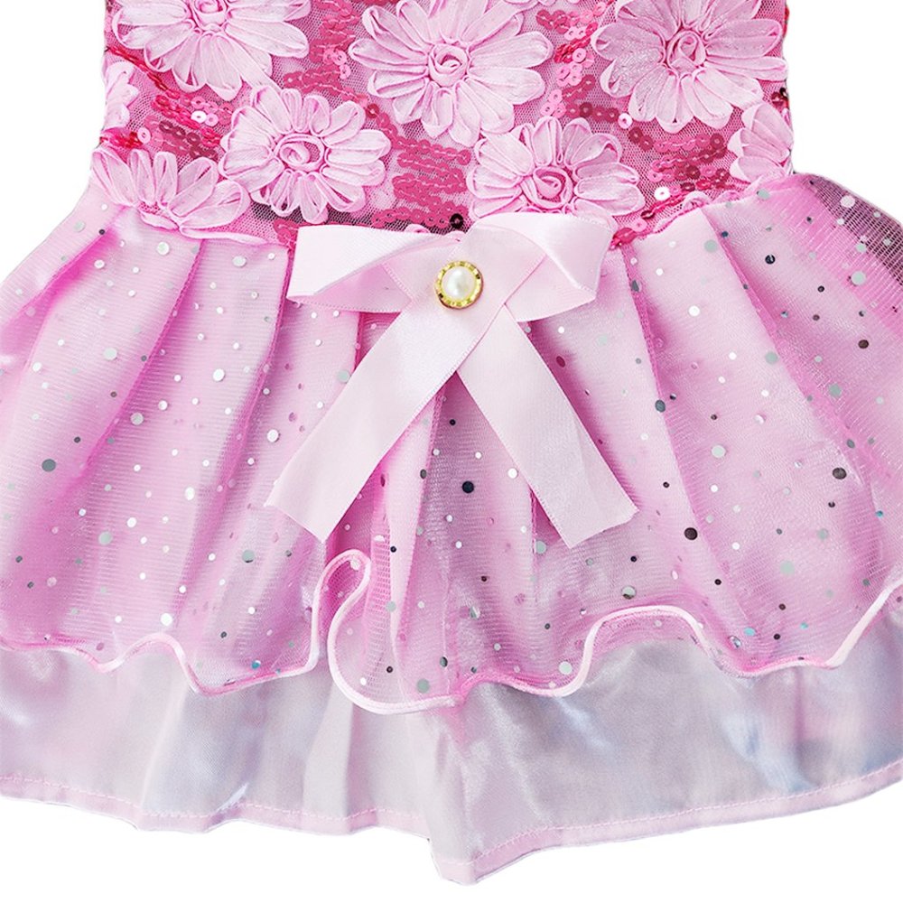 NEW CUTE EMBROIDERY SEQUINS DOG COSTUME CLOTHES BIRTHDAY PARTY WEDDING DRESS - Picture 5 of 6